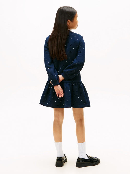 Dsiney Kidz - Tommy Hilfiger Blue Festive Stud Relaxed Fleece Skater Dress image 2