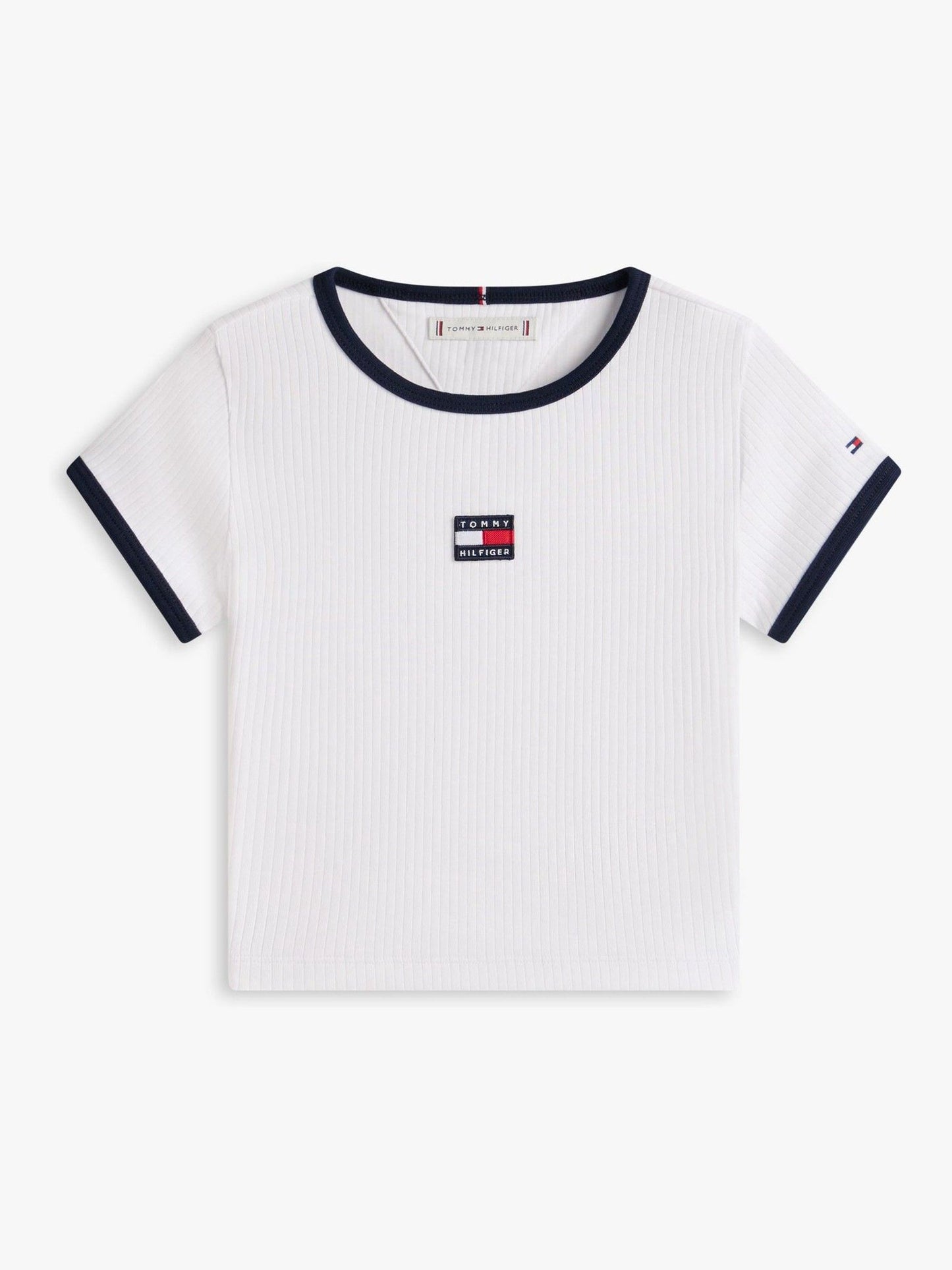 Tommy Hilfiger White Heritage Flag Ribbed Extra Slim T-Shirt image 6