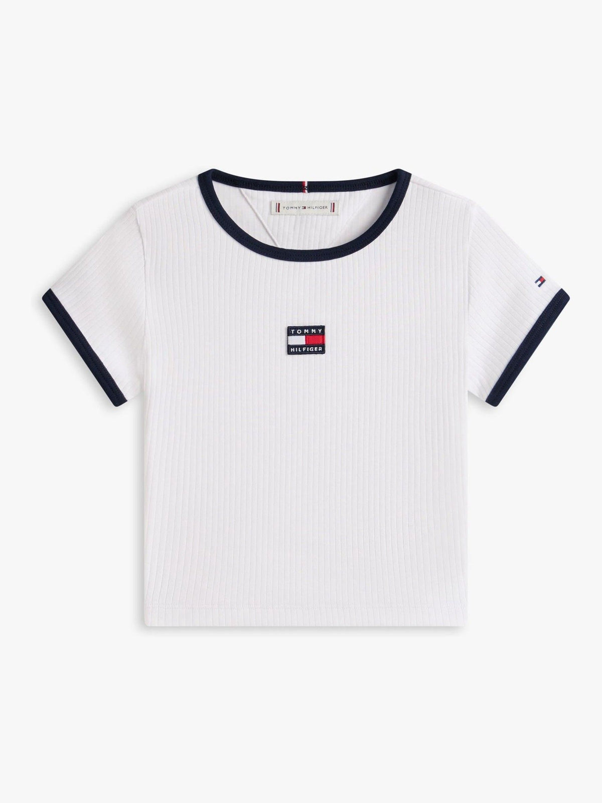 Dsiney Kidz - Tommy Hilfiger White Heritage Flag Ribbed Extra Slim T-Shirt image 6