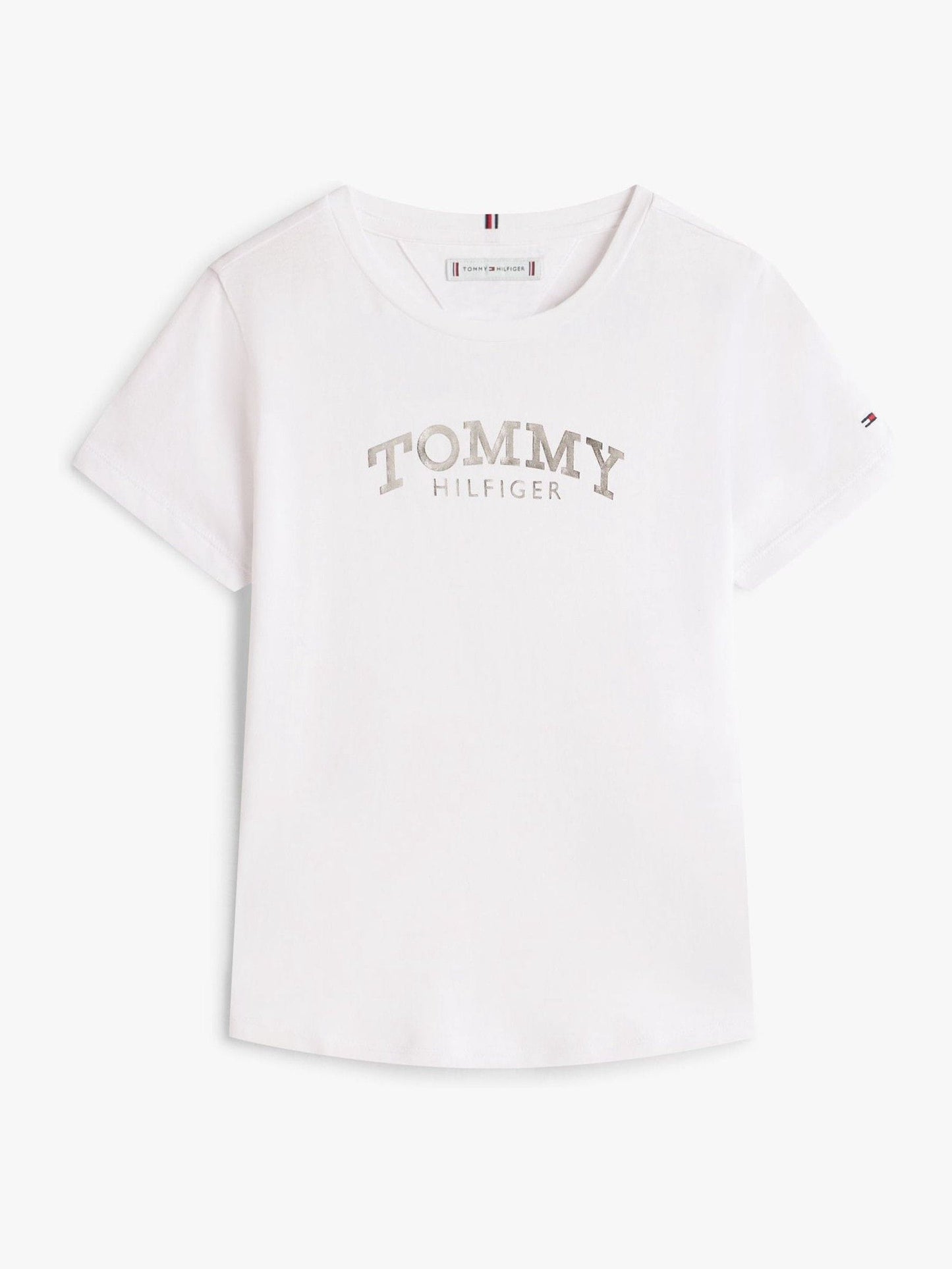 Tommy Hilfiger White Metallic Logo Slim Crew Neck T-Shirt image 5