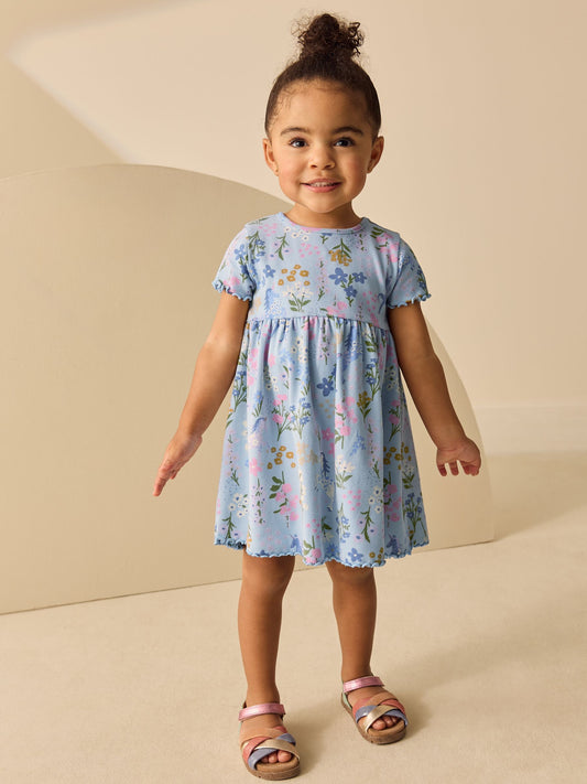 Dsiney Kidz - Blue Unicorn Short Sleeve Ribbed Dress (3mths-7yrs) image 2