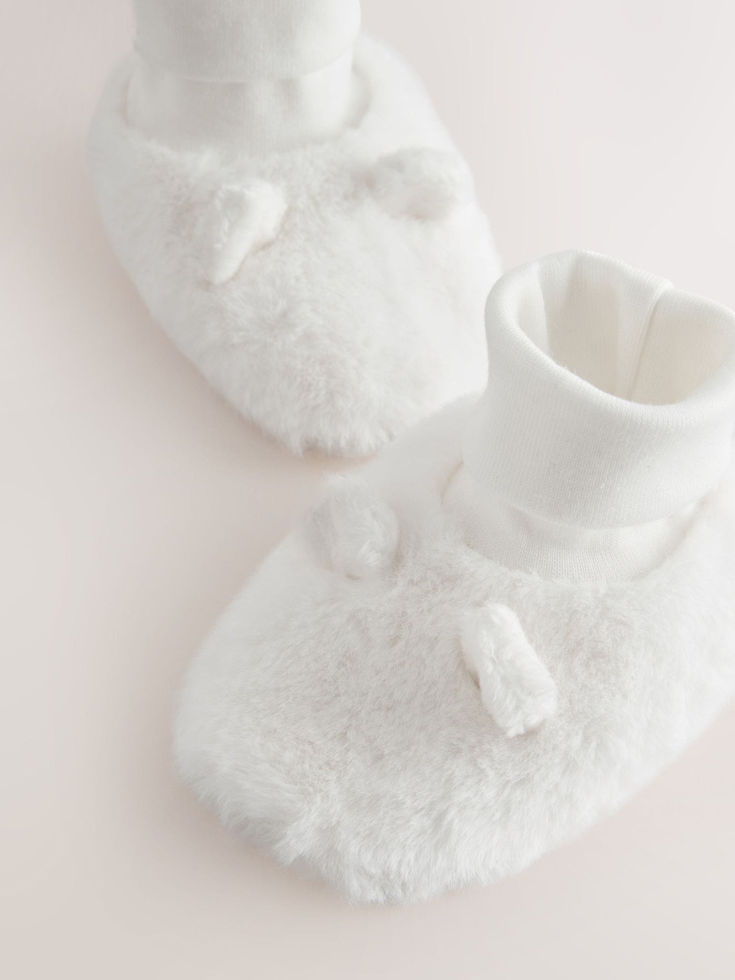 White Fur Bear Baby Sock Top Boots (0-18mths) image 4