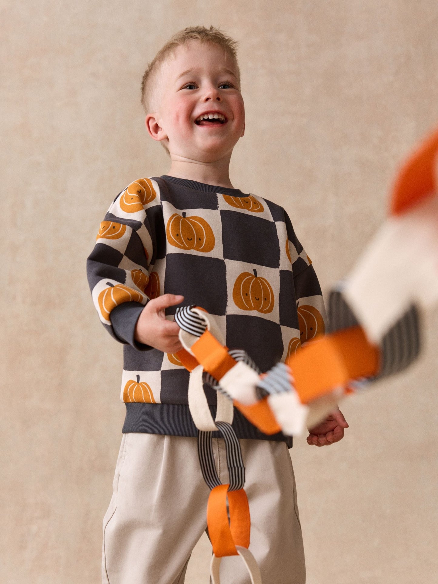 Dsiney Kidz - Grey/Cream Pumpkin All Over Printed Crew Neck Sweat Top (3mths-7yrs) image 4