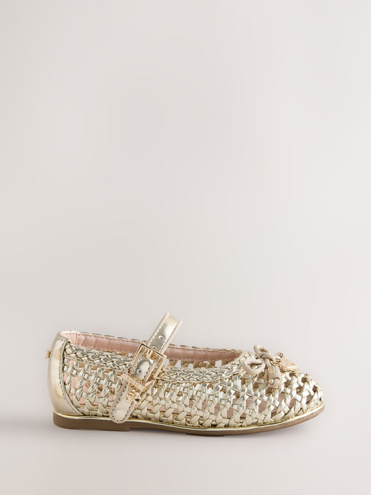 Baker by Ted Baker Woven Gold Mary Jane Shoes image 2