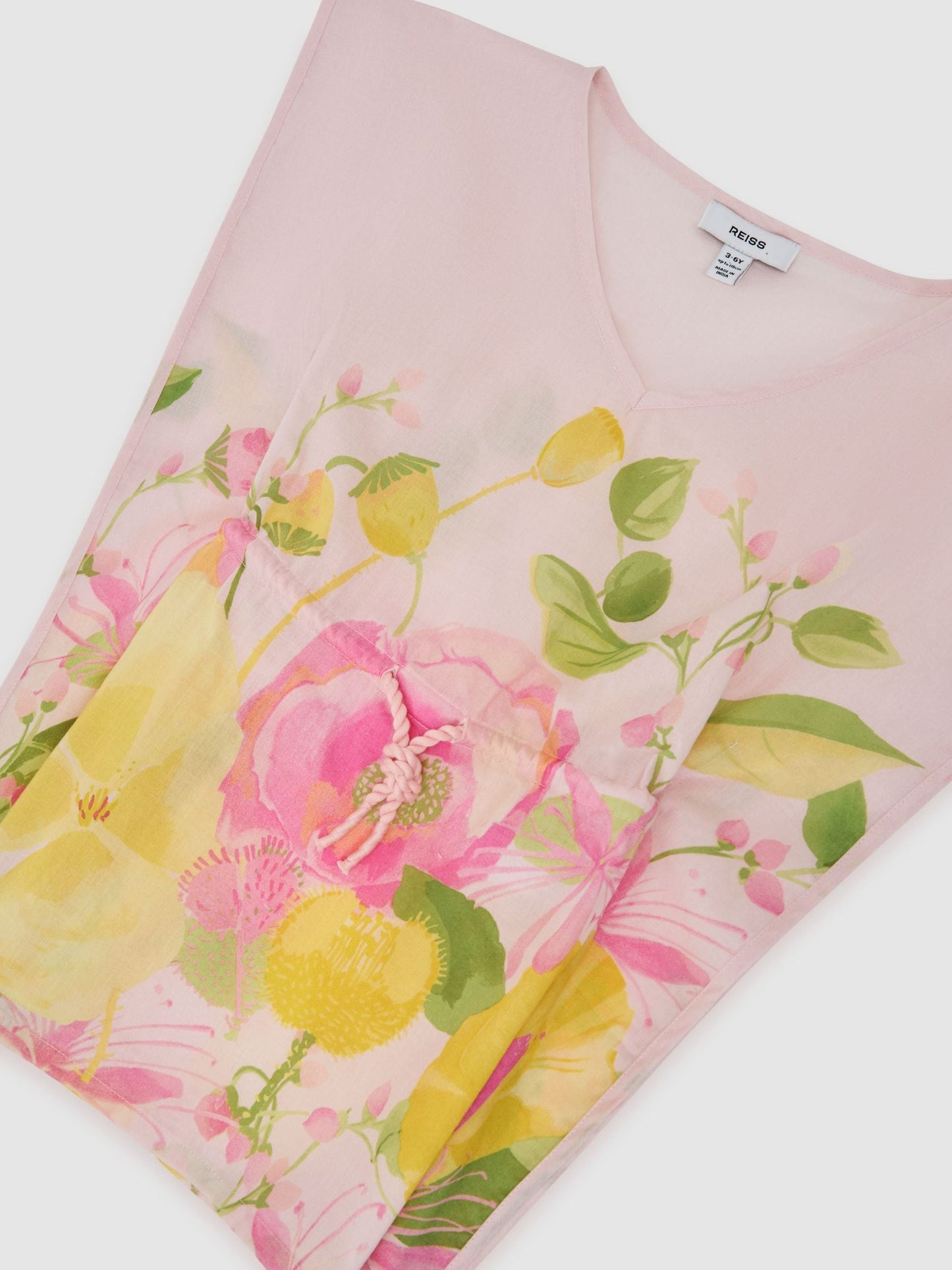 Reiss Pink Print Kila 13-14 yrs Cotton Floral-Print Kaftan image 1