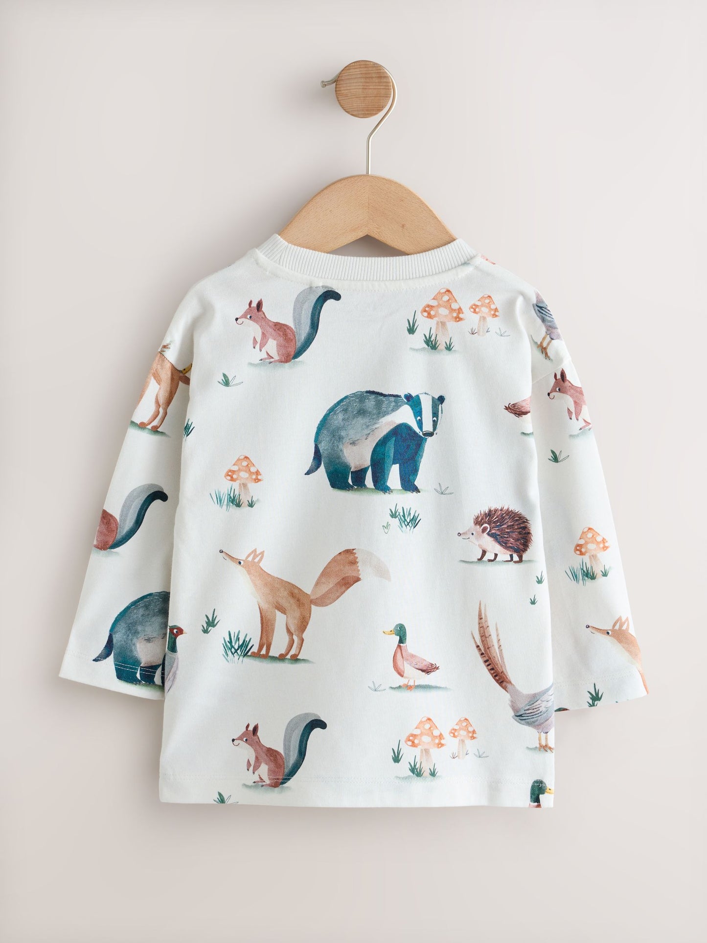 Dsiney Kidz - Neutral/Tan Woodland Watercolour Long Sleeve Graphic T-Shirts 3 Pack (3mths-7yrs) image 5