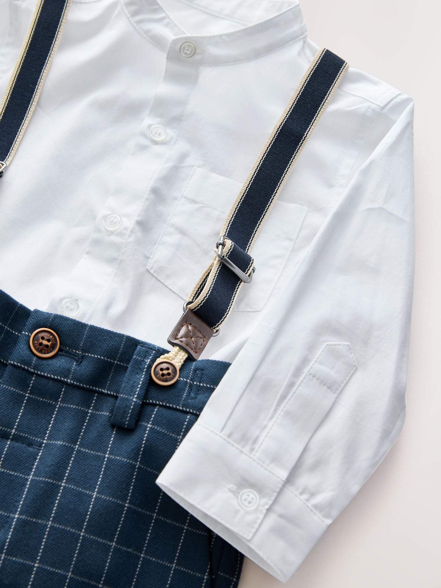 Dsiney Kidz - Navy Check Shirt Trousers Braces & Bow Tie Set (3mths-9yrs) image 9