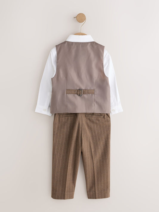 Brown Pinstripe Waistcoat Shirt Trousers & Bow Tie Set (3mths-9yrs) image 2