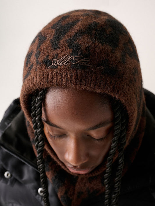 smALLSAINTS Brown Leopard Knitted Hood Hat - image 2