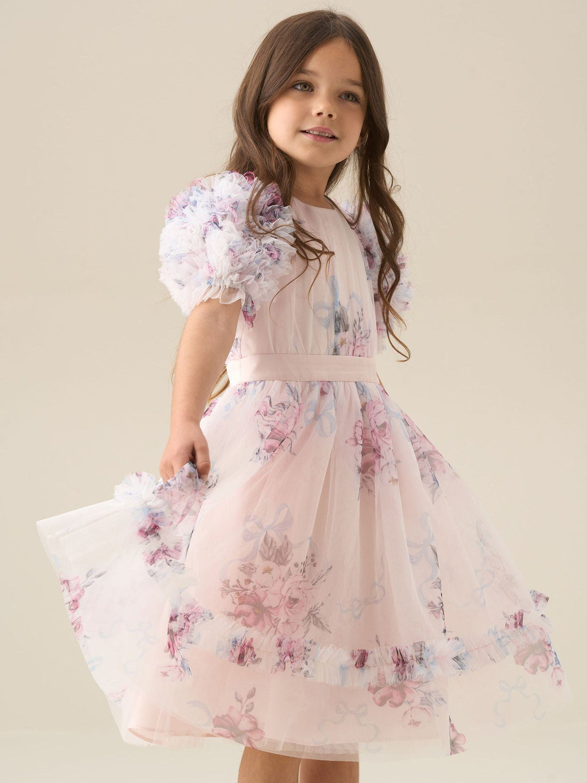 Dsiney Kidz - Angel & Rocket Pink Florence Blush Ruffle Sleeve Mesh Dress image 14