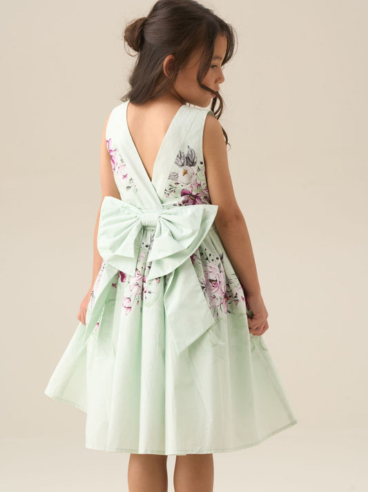 Dsiney Kidz - Angel & Rocket Green Elisa Print Bow Waist Dress image 2
