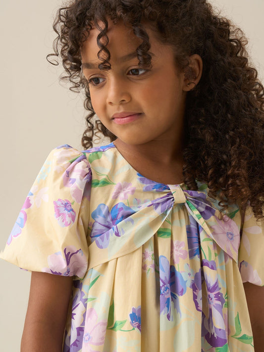 Dsiney Kidz - Angel & Rocket Yellow Lucia Floral Print Puff Sleeve Dress image 2
