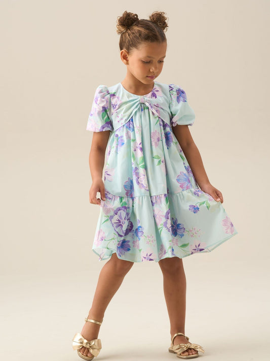Dsiney Kidz - Angel & Rocket Blue Lucia Floral Print Puff Sleeve Dress image 2