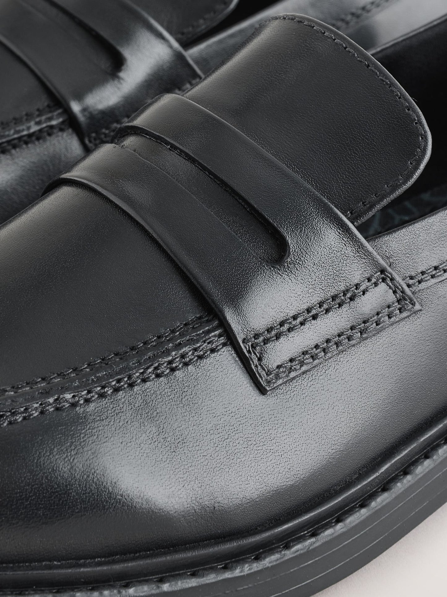 Black Leather Slip on School Loafer Shoes image 5