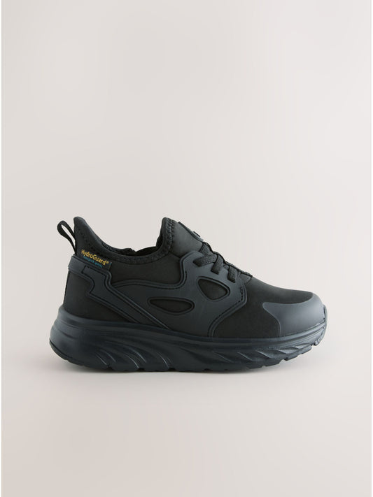Black Elastic Lace Waterproof School Trainers image 2