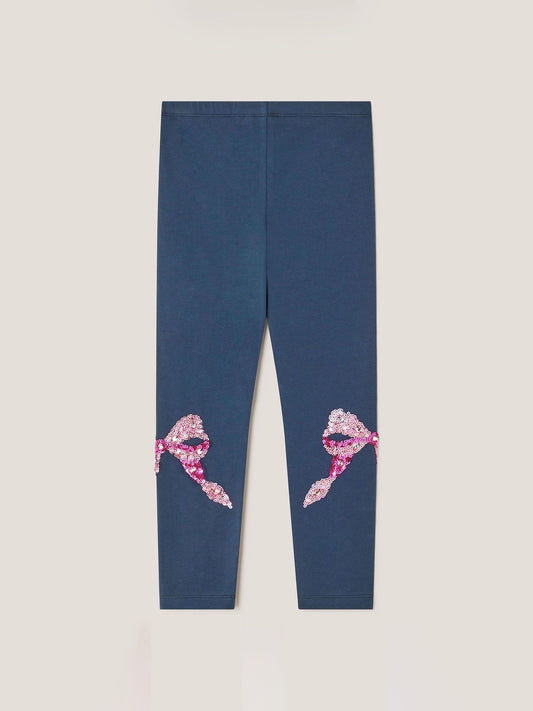 Monsoon Blue Sequin Bow Leggings image 2