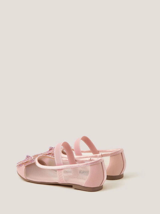 Monsoon Pink Butterfly Mesh Ballet Flats image 2