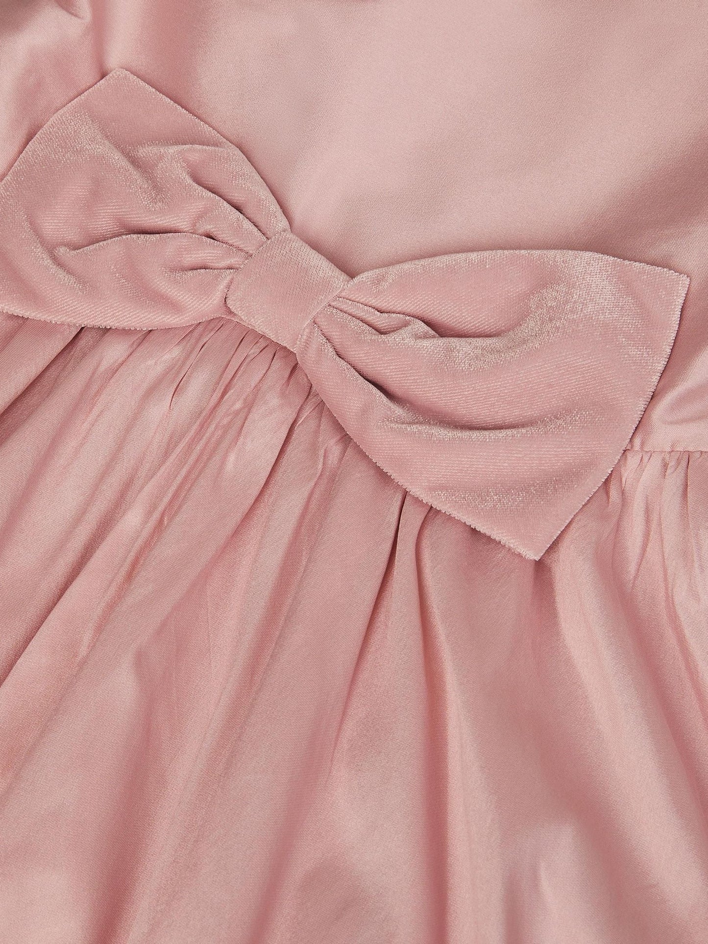 Monsoon Pink Puff Sleeve Velvet Bow Party Dress image 3