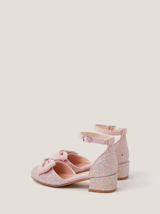 Monsoon Pink Bow Glitter Chunky Heels image 2