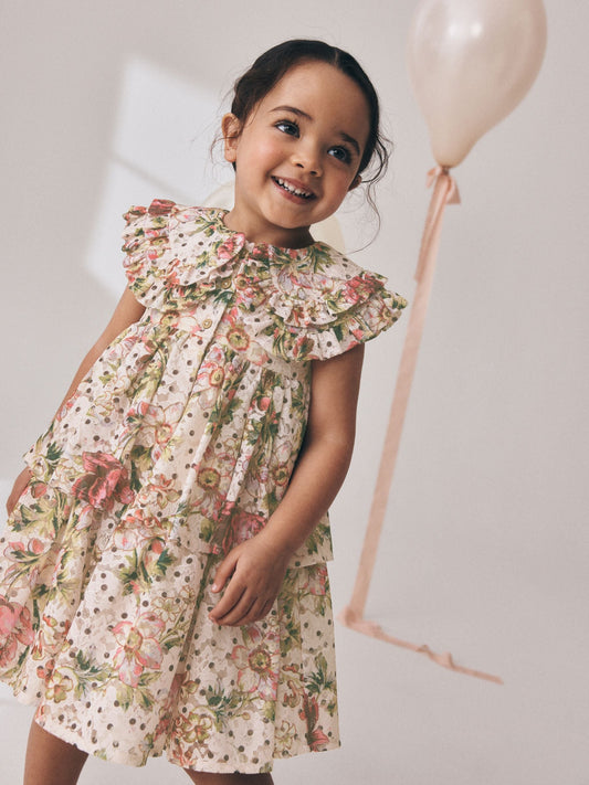 Dsiney Kidz - Floral Sleeveless Lace Collar Tiered Dress (3mths-7yrs) image 2