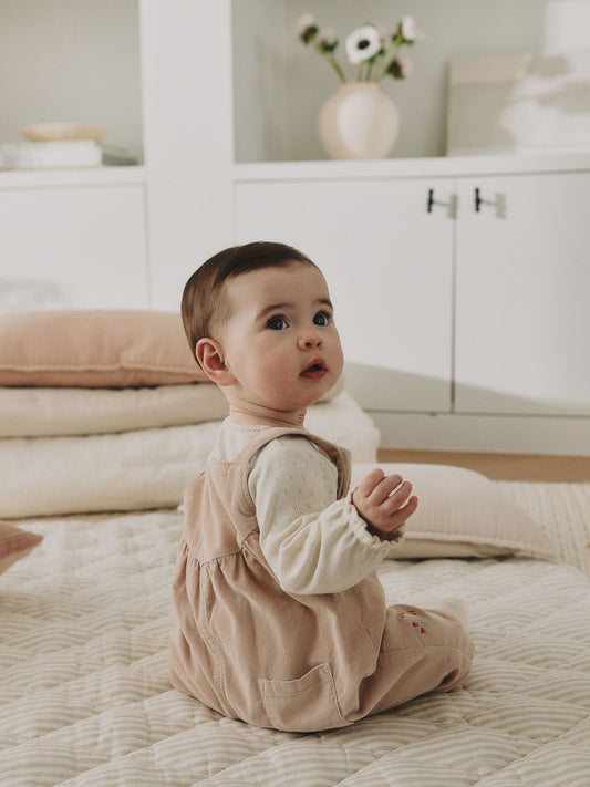 Ecru Bunny Baby Cord Dungarees And Long Sleeve Bodysuits 2 Piece Set (0mths-2yrs) image 2