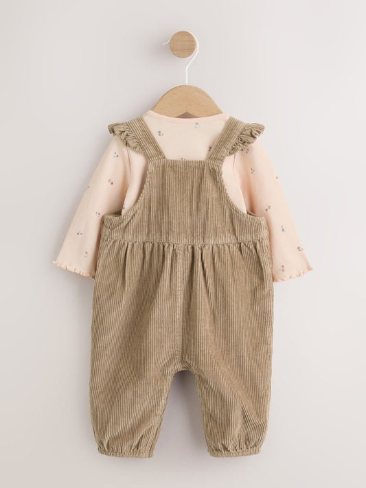 Sage Green Cord Dungaree and Bodysuit Baby Set 2 Piece (0mths-2yrs) image 2