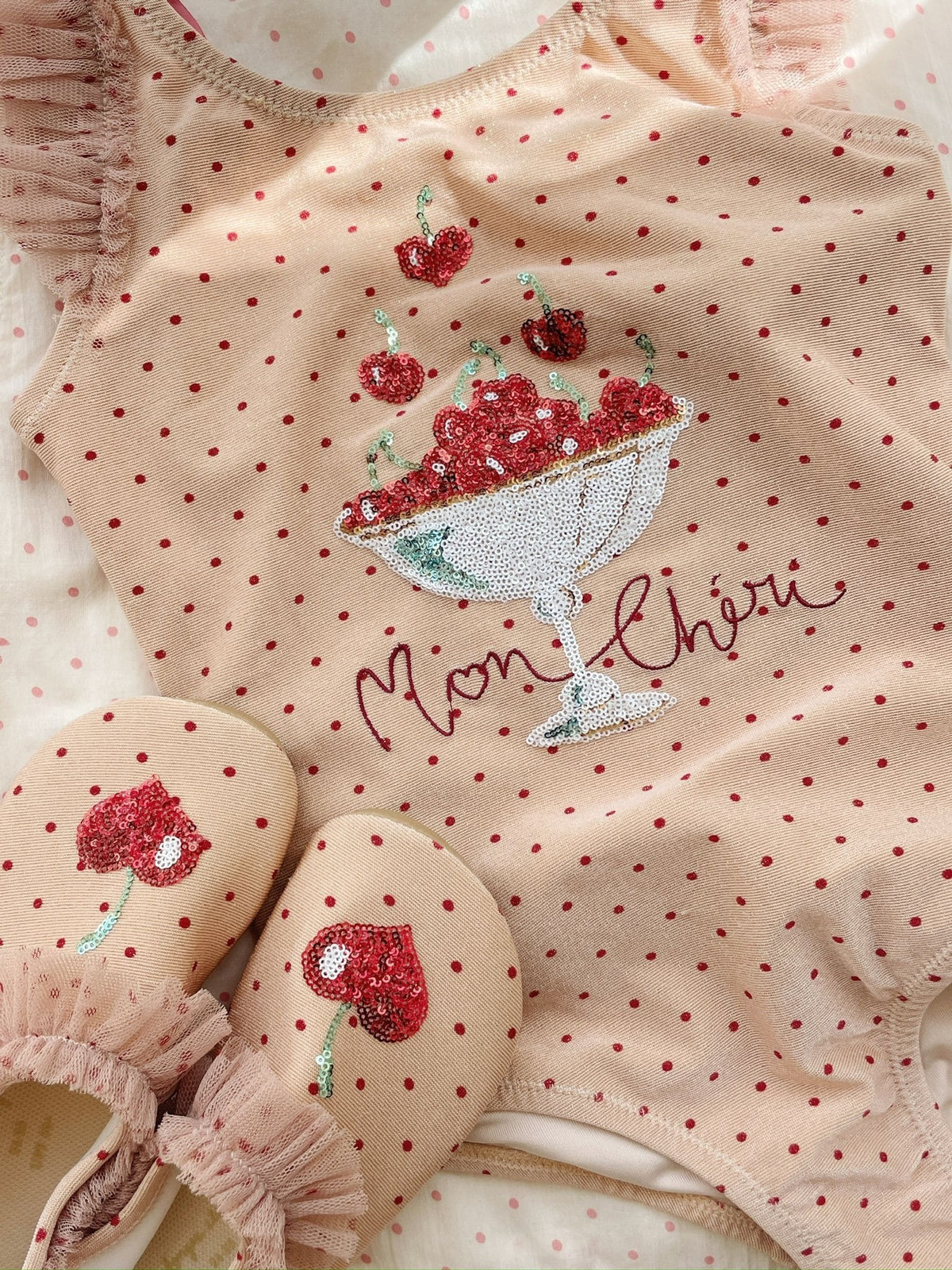 Dsiney Kidz - Konges Sløjd Natural Amandine Mon Cherry Print Polka Dot Swimsuit image 2