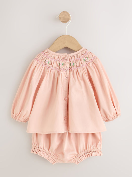 Dsiney Kidz - Pink Smock Woven Top, Shorts and Socks Baby Set 2 Piece (0mths-2yrs) image 2
