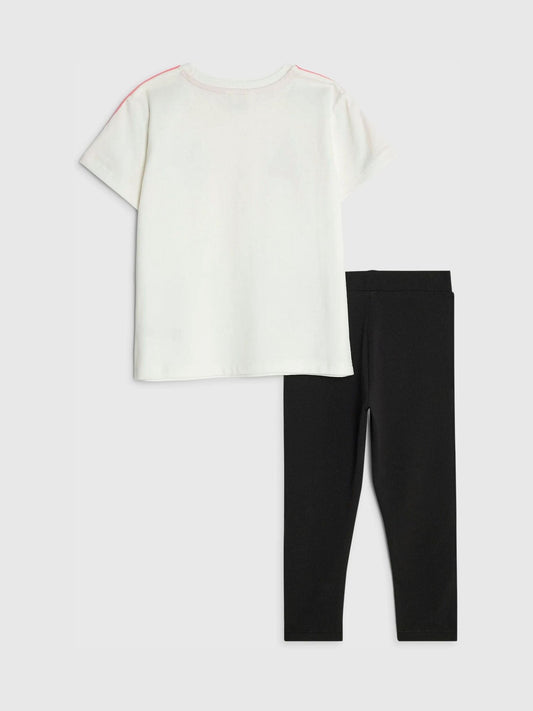 Dsiney Kidz - River Island Cream Badged T-Shirt & Leggings Set image 2