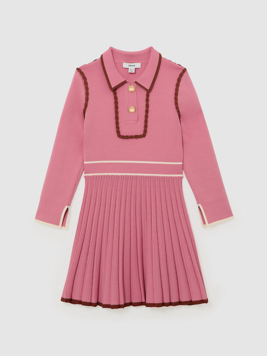 Reiss Pink Freya 9-13 yrs Piped Knitted Skater Dress image 2