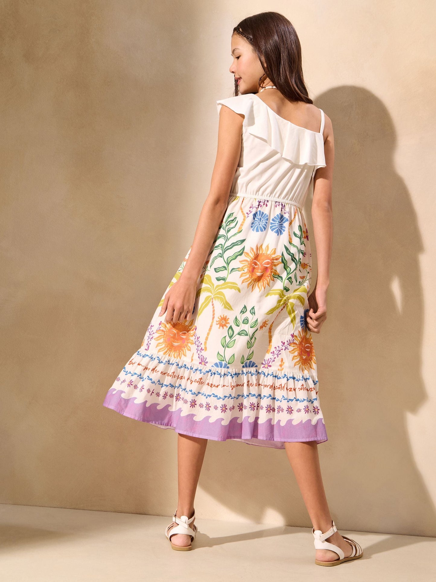 Lipsy White 2-in-1 Tropical Poplin Holiday Shop Dress (5-16yrs) image 5