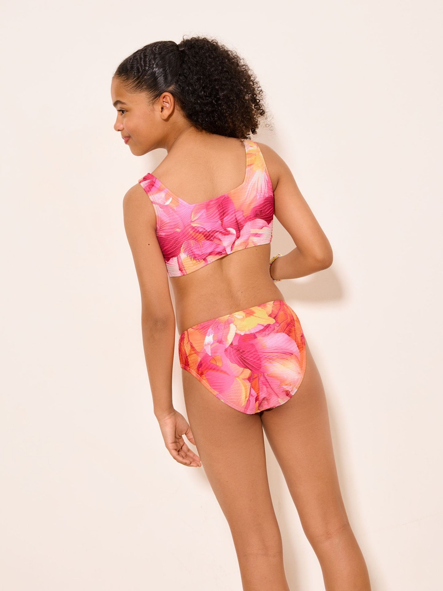 Dsiney Kidz - Lipsy Pink Floral Scoop Neck Textured Bikini (5-16yrs) image 4