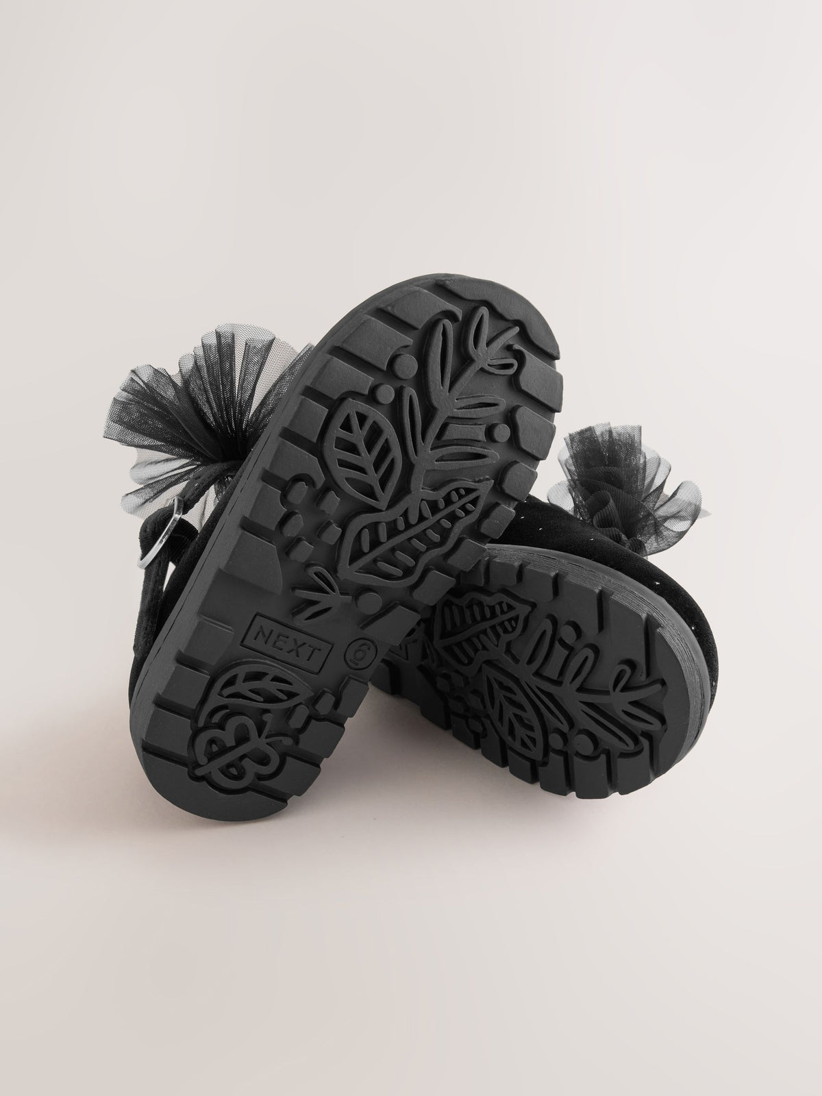 Dsiney Kidz - Black Velvet Shimmer Wide Fit (G) Chunky Bow Mary Jane Shoes image 5