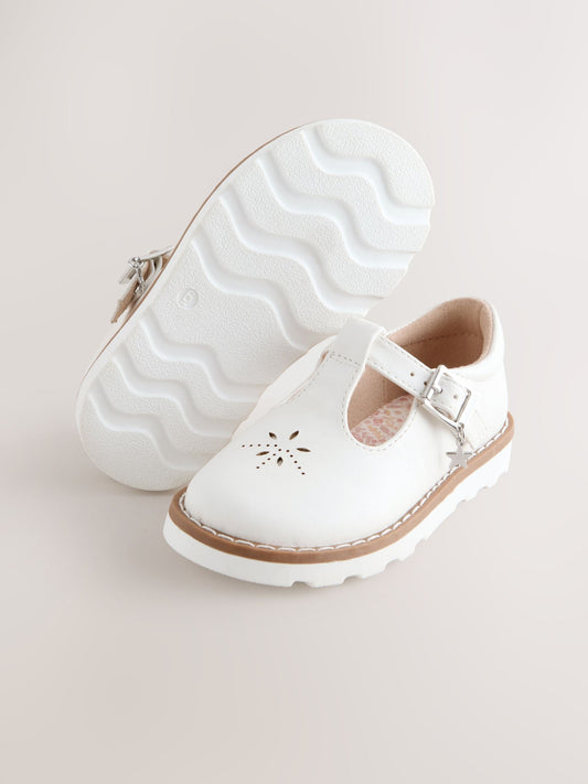 White Standard Fit (F) T-Bar Shoes image 2