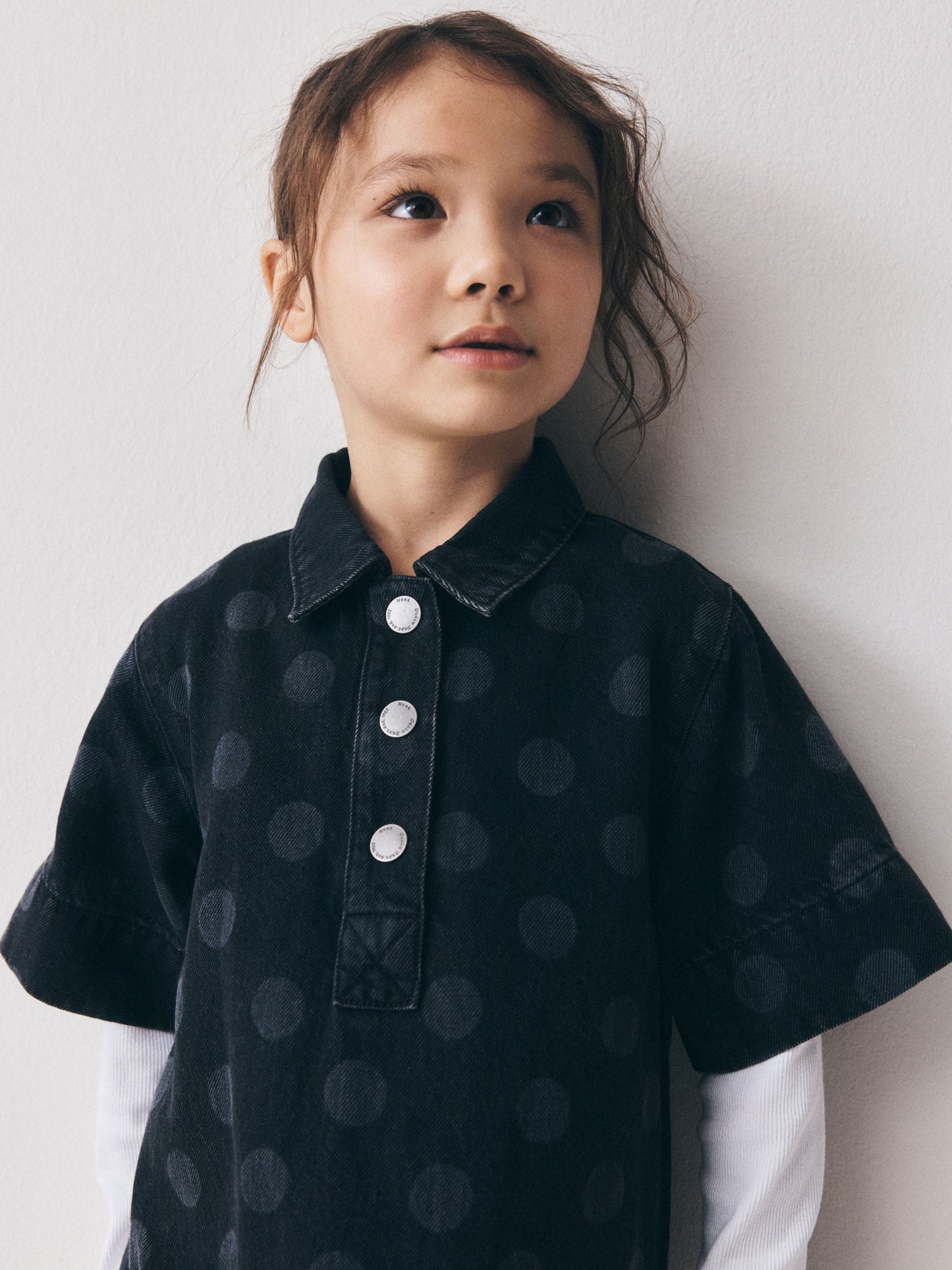 Black Spot Denim Shift Dress (3-16yrs) image 4