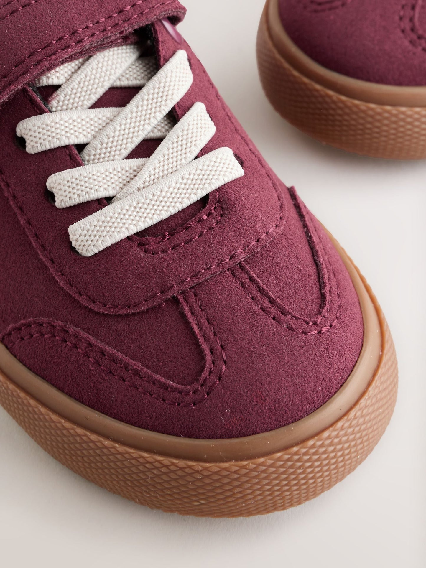 Burgundy Red Wide Fit (G) Touch Fastening Elastic Lace Trainers image 6