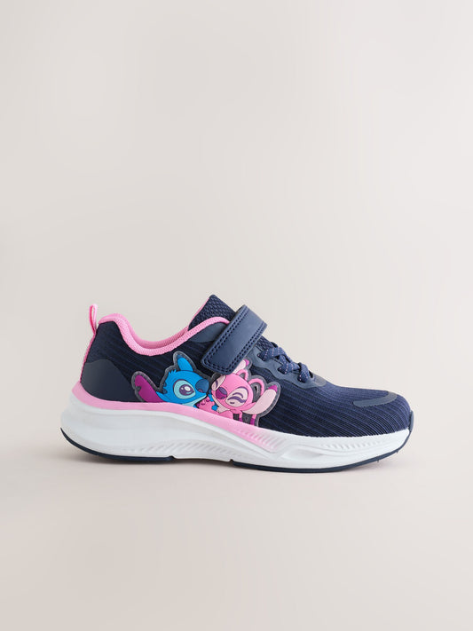 Navy/Pink Lilo & Stitch Elastic Lace-Up Trainers image 2