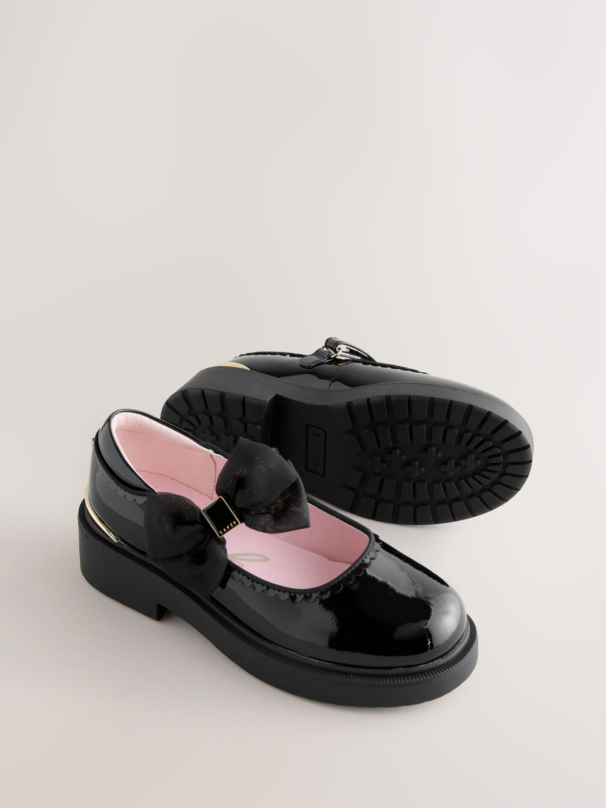 Baker by Ted Baker Back to School Organza Side Bow Mary Jane Black Shoes image 6