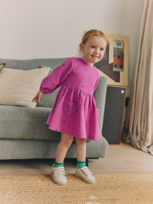 Dsiney Kidz - Magenta Pink Long Sleeve Cord Dress (3mths-8yrs) image 2