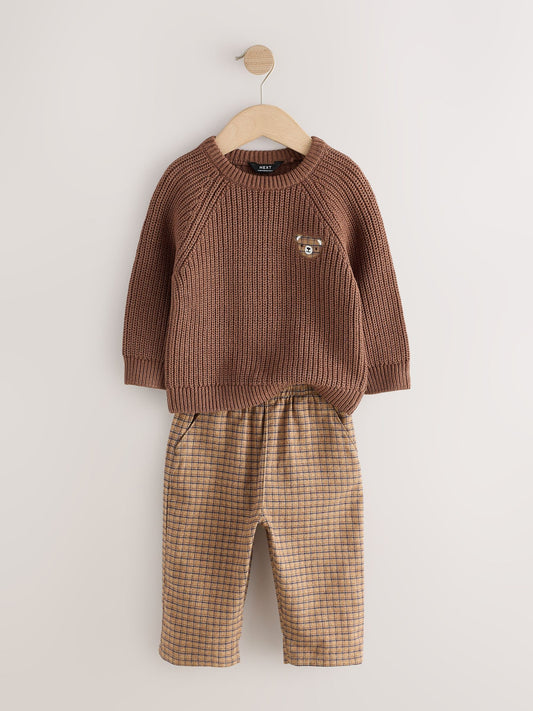 Dsiney Kidz - Brown Knitted Jumper and Wide Leg Trousers Set (3mths-7yrs) image 2