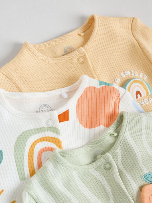 Yellow Baby Footless Character Sleepsuits 3 Pack (0mths-3yrs) image 3