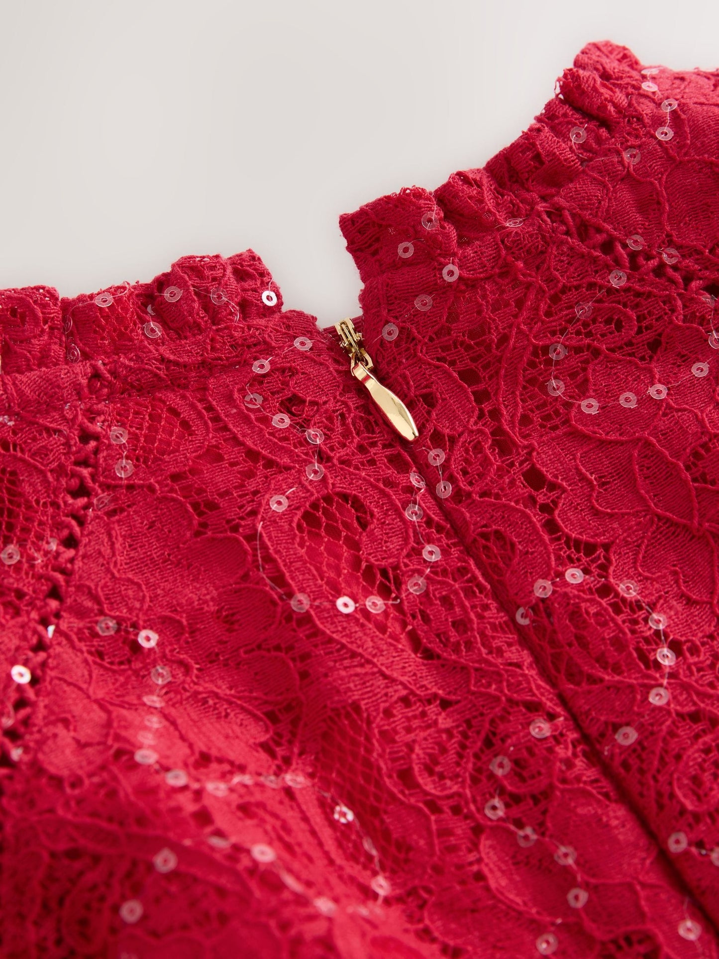 Baker by Ted Baker Red Sequin Lace Angel Sleeve Dress image 10