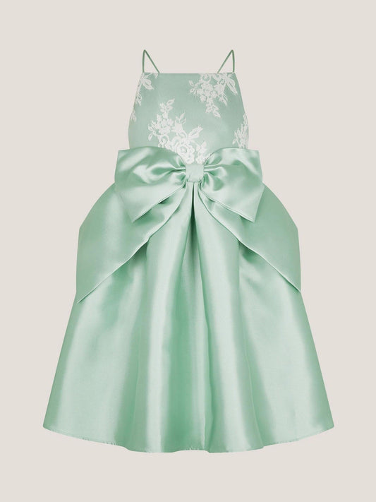 Dsiney Kidz - Monsoon Green Juniper Satin Lace Bow Bridesmaid Dress image 2