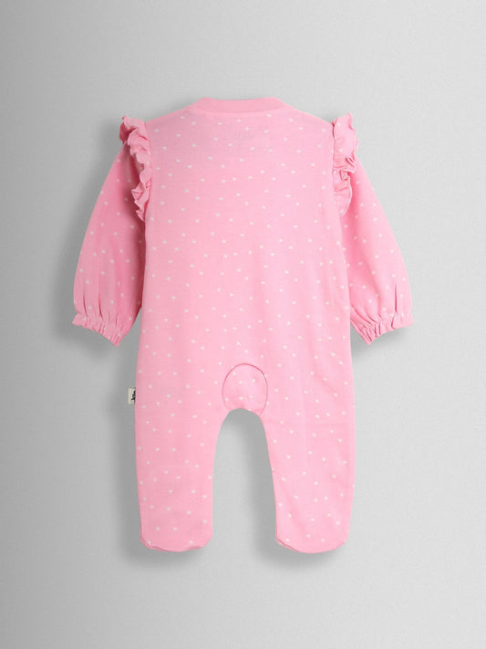 JoJo Maman Bébé Pink Unicorn 100% Cotton Footed Frill Sleepsuit image 2
