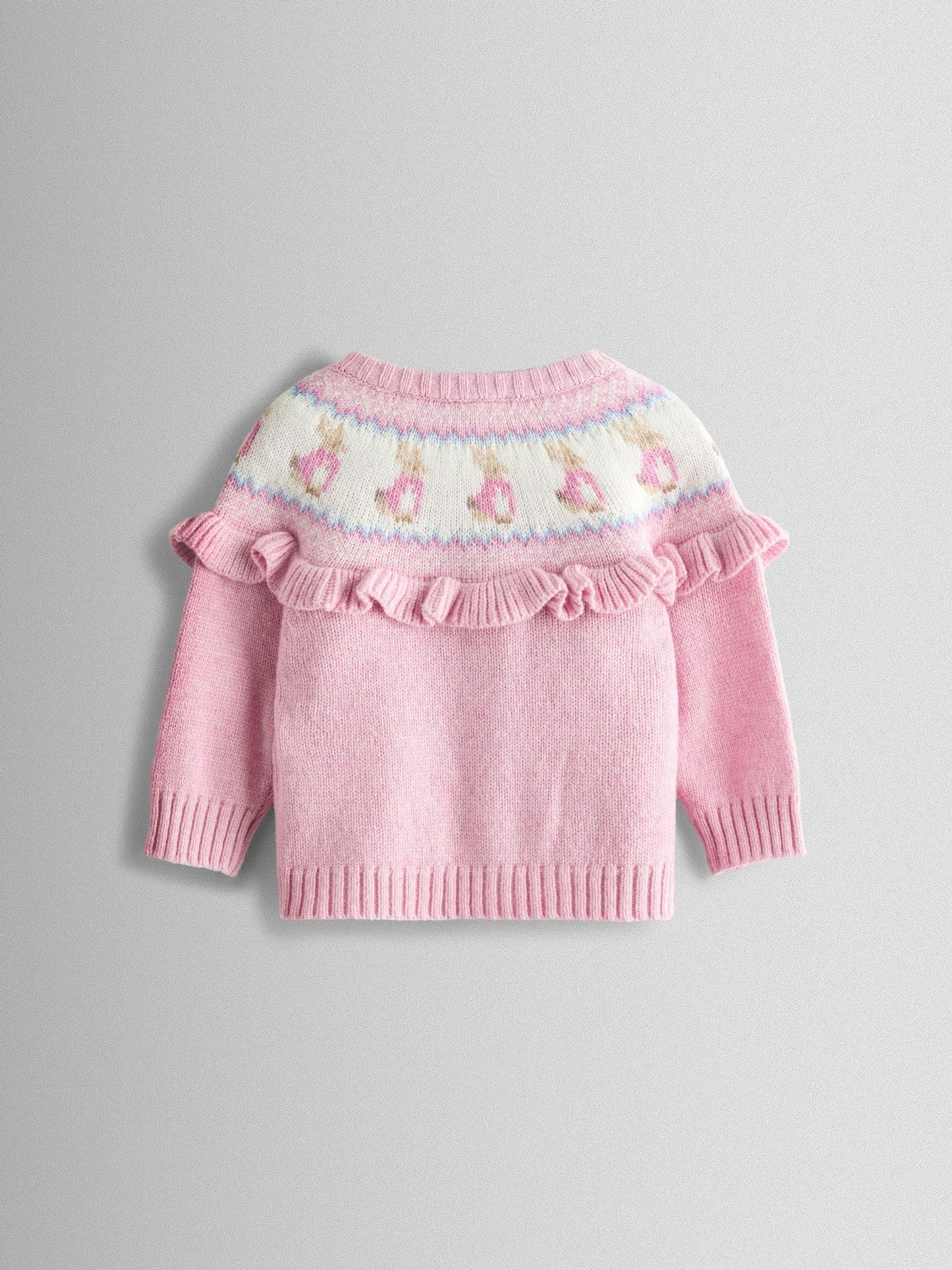JoJo Maman Bébé Pink Fair isle Knit Cardigan & Bottom Set image 4