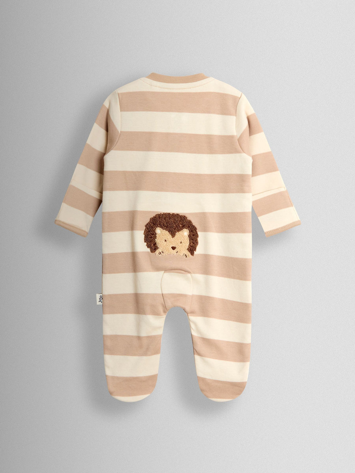 JoJo Maman Bébé Brown Hedgehog Wide Stripe Character Footed Sleepsuit image 6