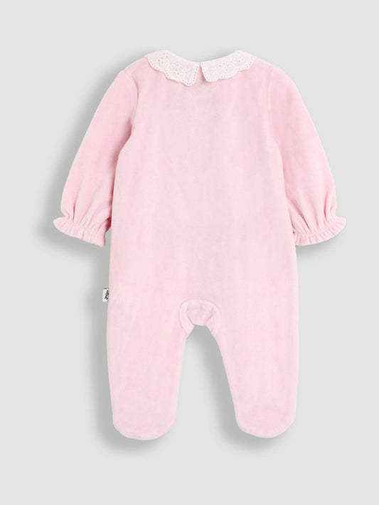 JoJo Maman Bébé Pale Pink Bunny Appliqué Velour Collared All-In-One image 2