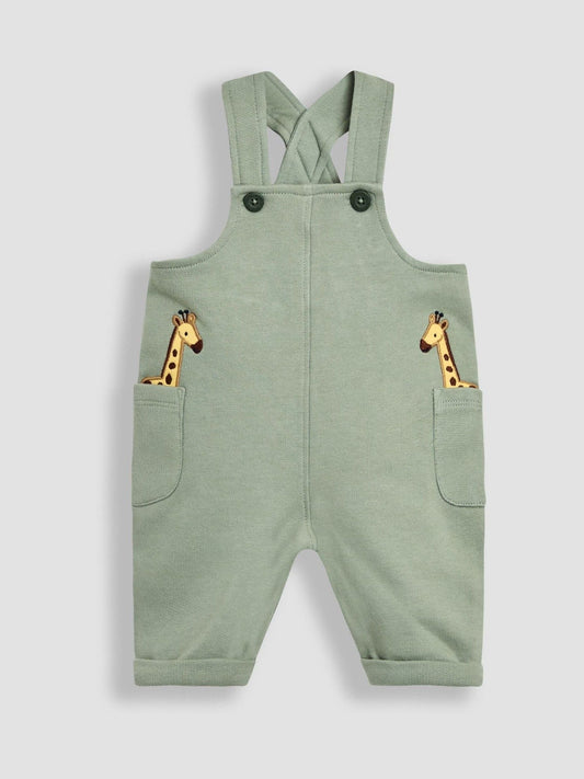 JoJo Maman Bébé Green Giraffe 2-Piece Pocket Dungarees & Top Set image 2