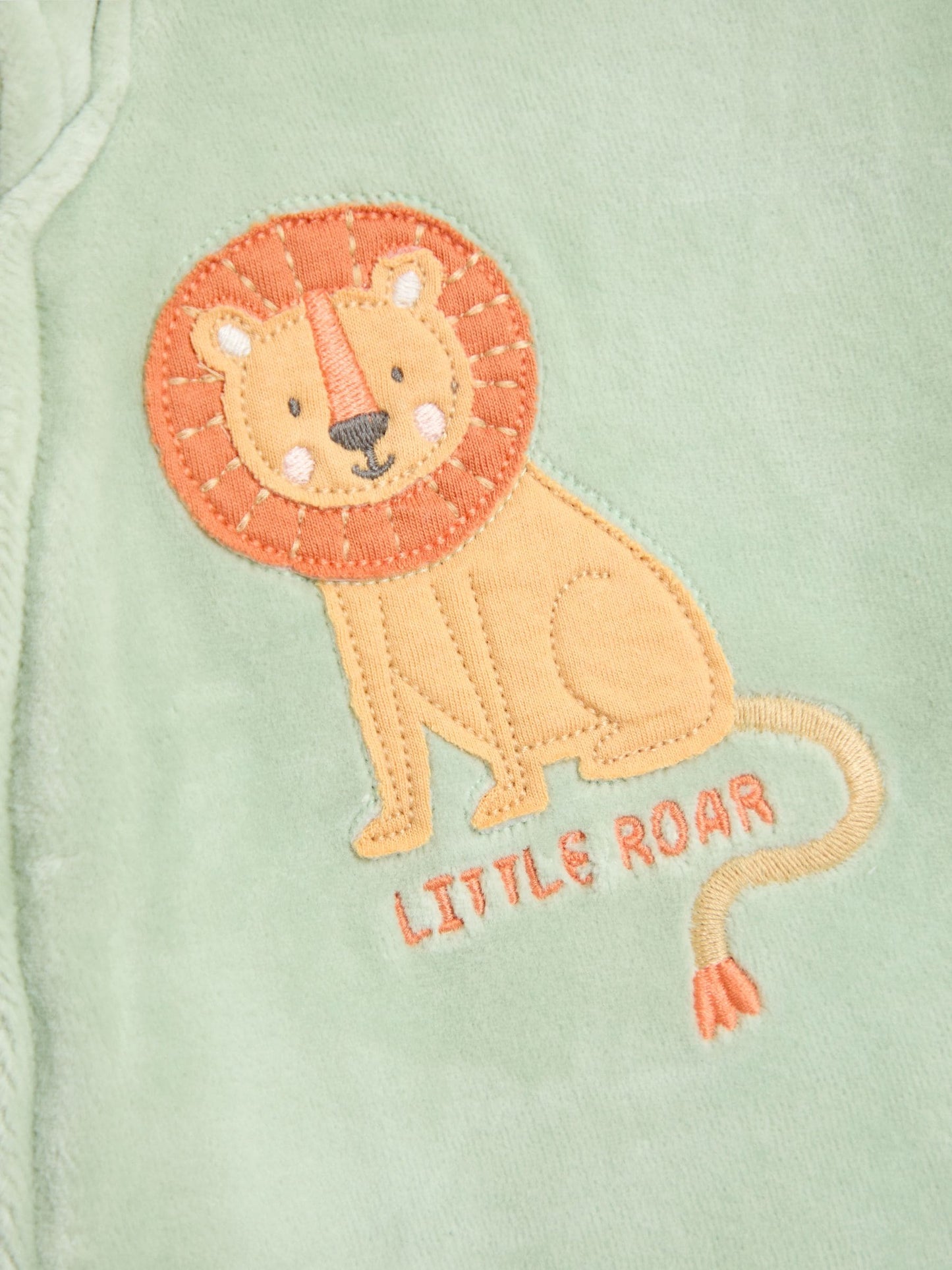 JoJo Maman Bébé Green Lion Velour Appliqué Footed All-In-One image 5