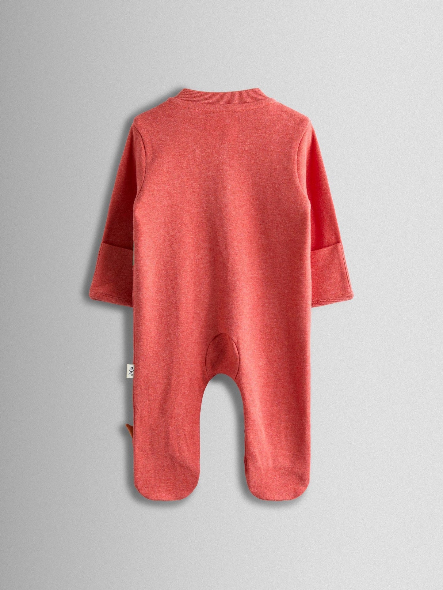 JoJo Maman Bébé Orange Dinosaur 100% Cotton Footed Appliqué Sleepsuit image 3